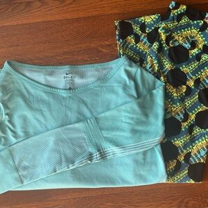Nike Dri-FIT Top (Medium) & Minnie Mouse LuLaRoe Leggings One Size Bundle